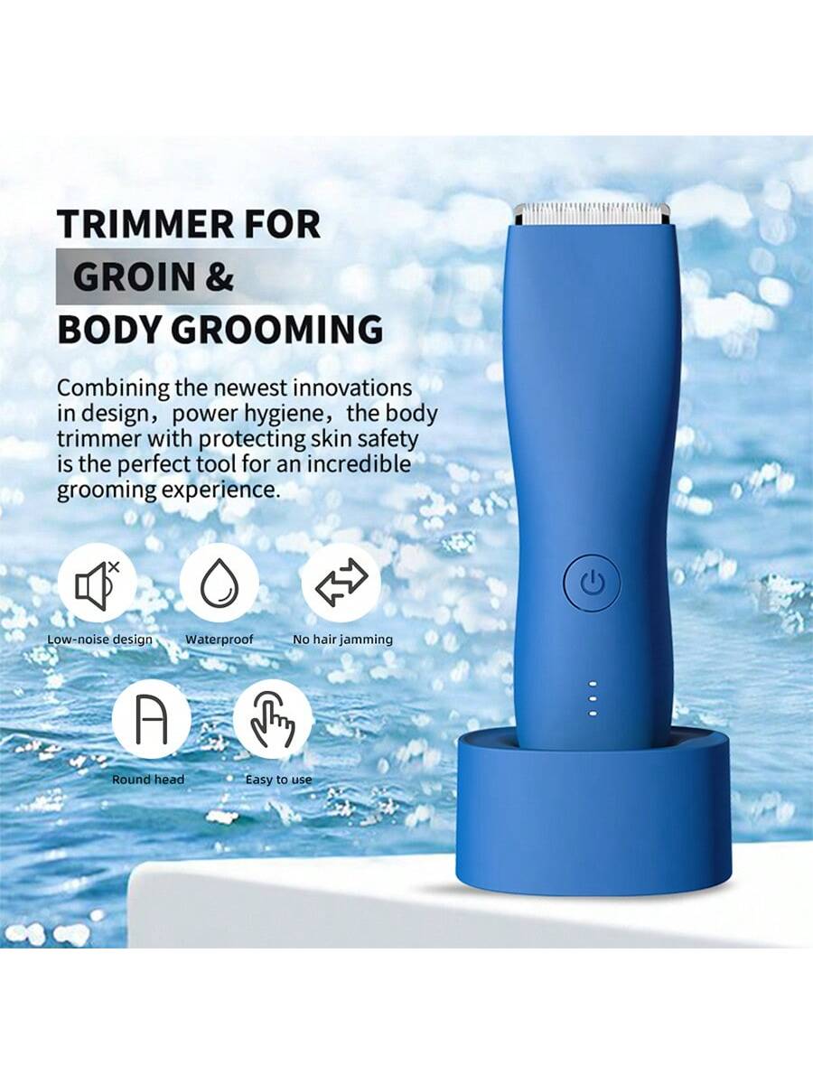 1pc 800mah Usb Charging With Charging Base Electric Men's Shaver Hair Remover Full Body Hair Trimmer Electric Hair Clipper Full Body Washable Wet And Dry Use Silent Waterproof Ceramic Safety Knife