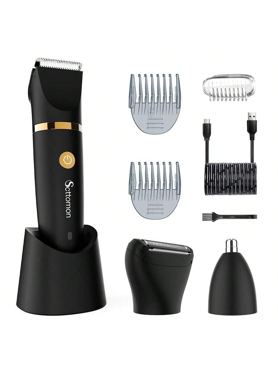 1pc Men'S Multifunctional 3-In-1 Waterproof Shaver For Whole Body