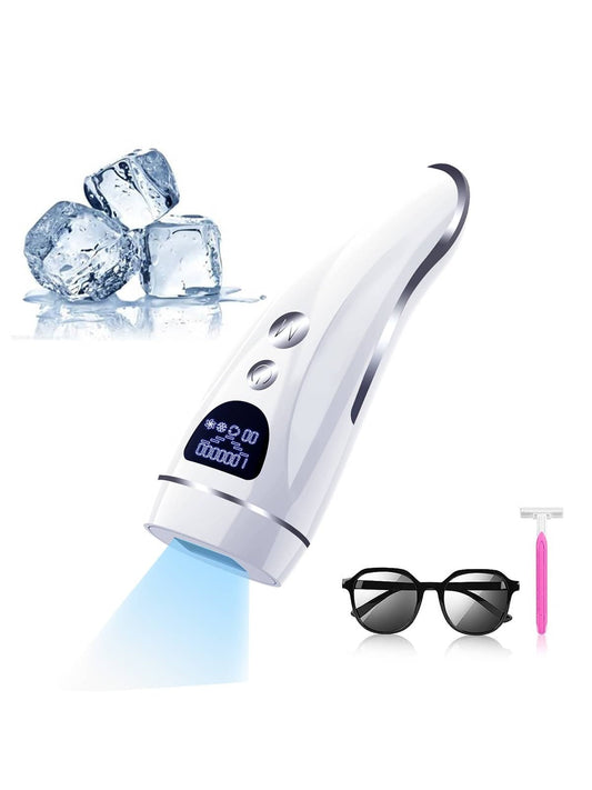 1pc Hair Remover, Upgraded To 1000000 Flashes With Ice Cooling Function, For Men & Women, Painless & Long Lasting Effects On Face, Armpit, Leg And Bikini Area, Comes With Protective Glasses
