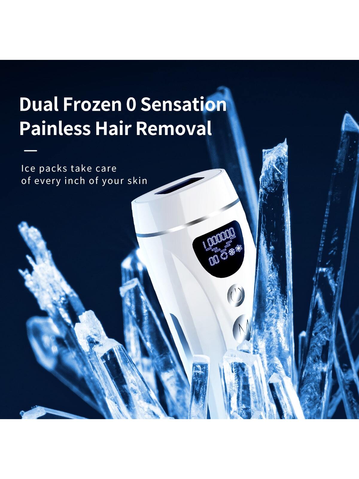 1pc Hair Remover, Upgraded To 1000000 Flashes With Ice Cooling Function, For Men & Women, Painless & Long Lasting Effects On Face, Armpit, Leg And Bikini Area, Comes With Protective Glasses