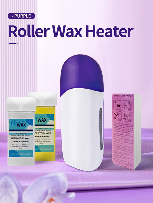 1 Set Waxing Roller Kit, Honey Roller Wax Kit Includes 2 Honey Wax Containers And 100pcs Non-woven Wax Strips, Portable Pink Wax Heater, Unisex, Waxing Roller Kit