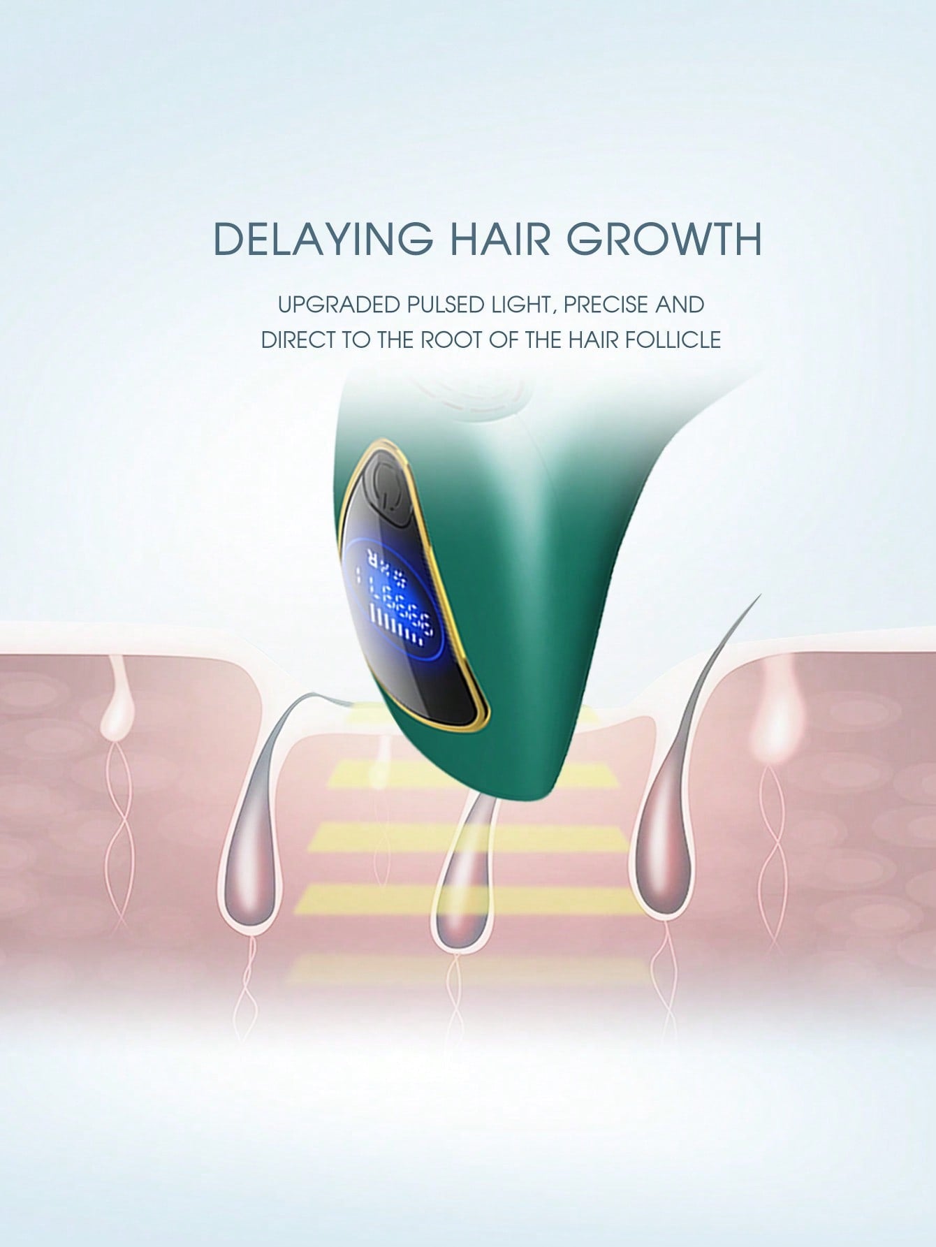 1pc Dark Green Plug Powered Epilator 990,000 Flashes Hair Removal Device for Women Legs A8A204-2