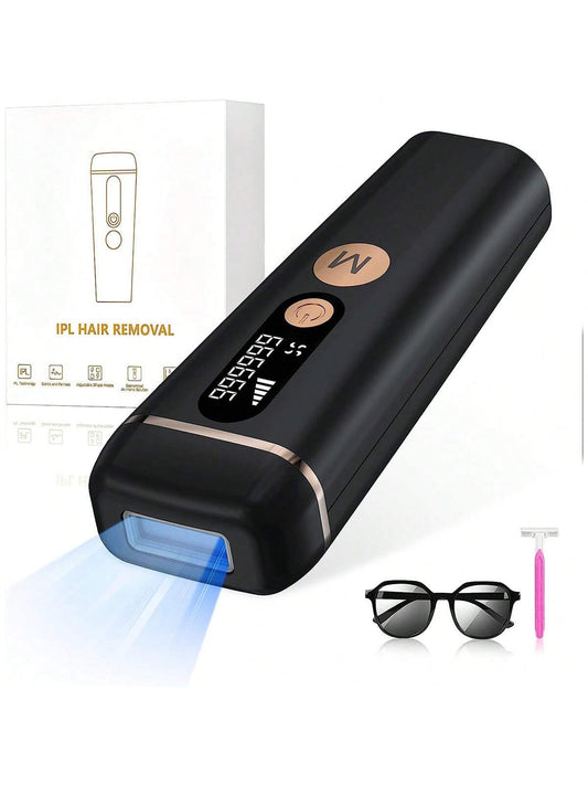 1pc Unisex Permanent Hair Removal Device With 6 Energy Levels And Flash Mode, Suitable For Facial, Leg, Arm And Full Body Hair Removal (Black)