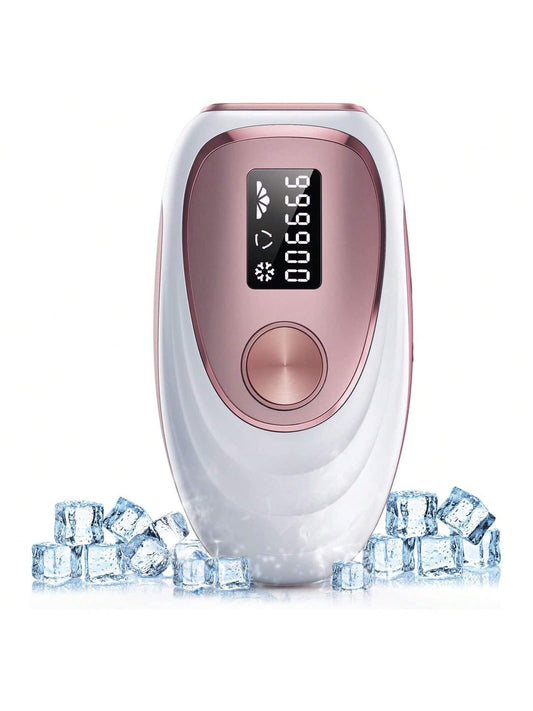 1pc Rose Gold Home Hair Removal Device With Cooling System, Upgraded To 999,900 Flashes Permanent Hair Remover, Can Be Switched Between Auto And Manual Mode, For Facial, Leg, Arm And Bikini Line Hair Removal, Suitable For Both Men And Women