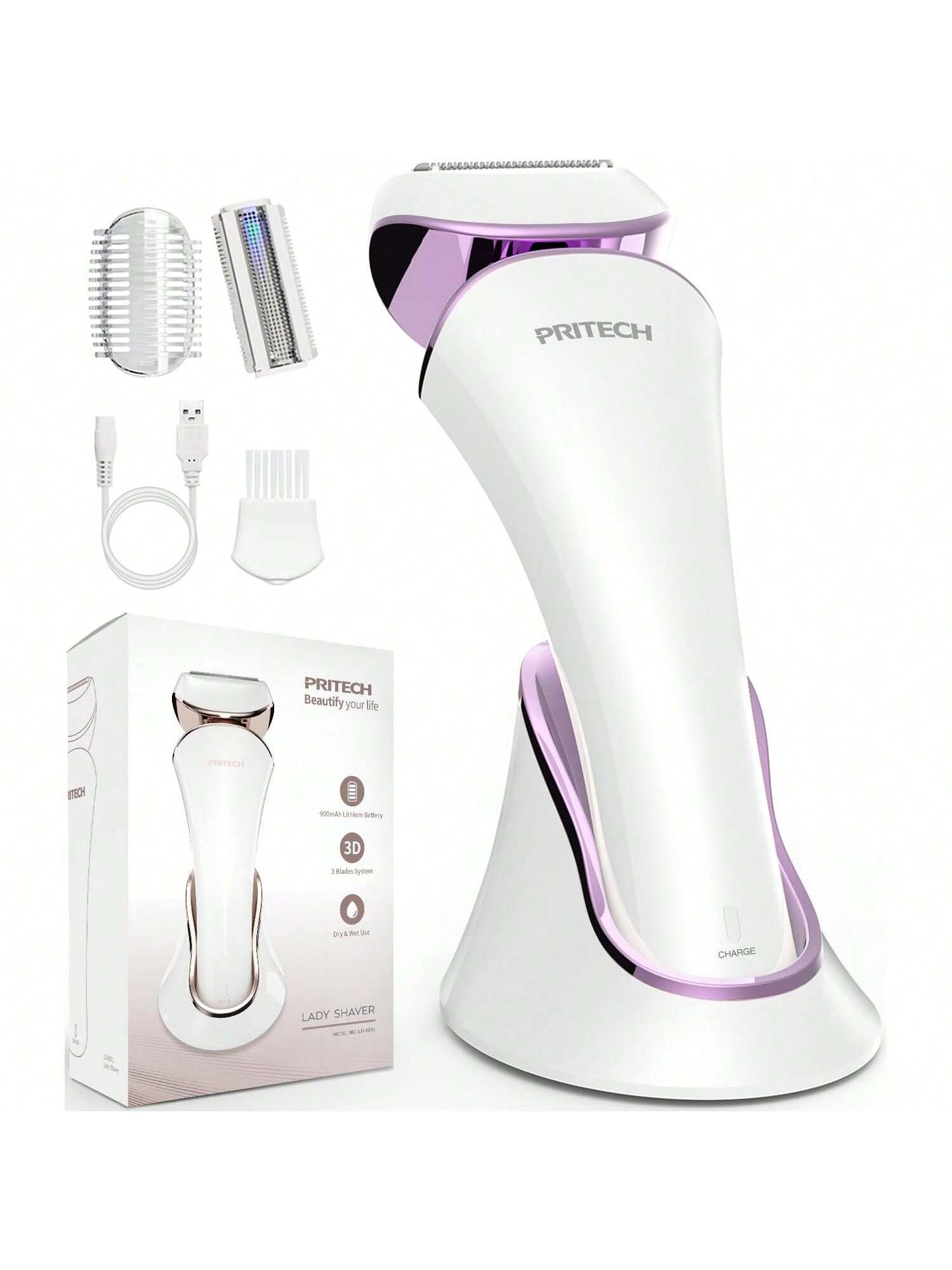 1Pc For Women,For Legs, Arm,Underarm, Bikini,USB Rechargeable Electric Ladies Shaver Wet&Dry Cordless,Valentine'S Day